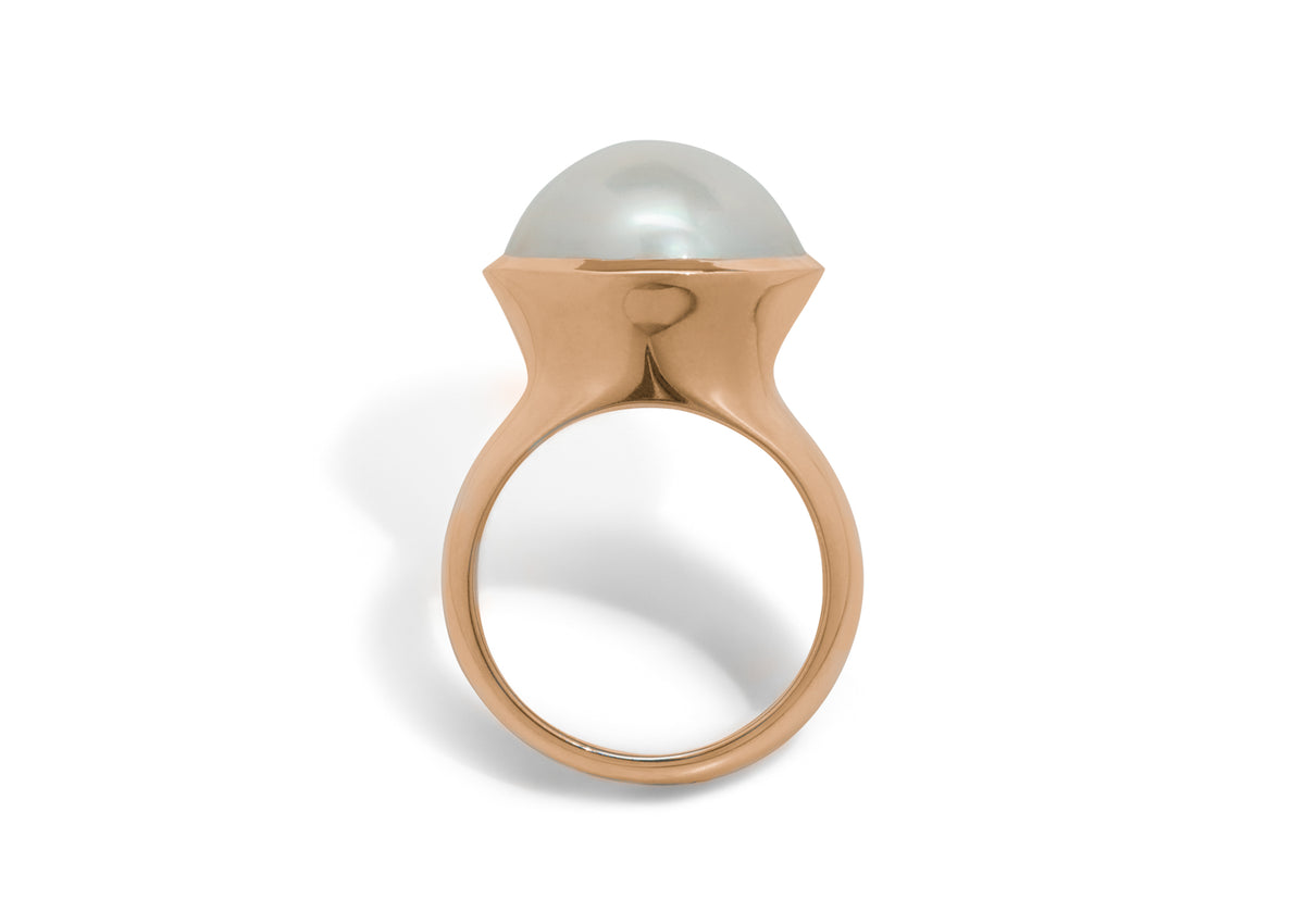 Luminescent Mabe Pearl Ring, Red Gold