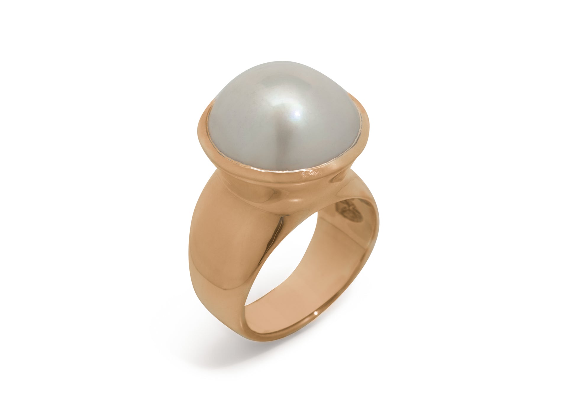 Luminescent Mabe Pearl Ring, Red Gold