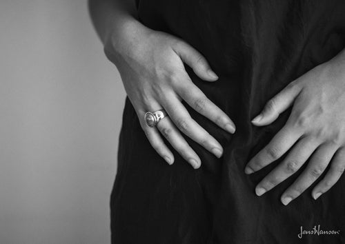 Luminescent Pāua Pearl Ring, Sterling Silver