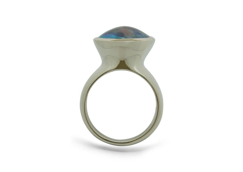 Luminescent Pāua Pearl Ring, White Gold & Platinum