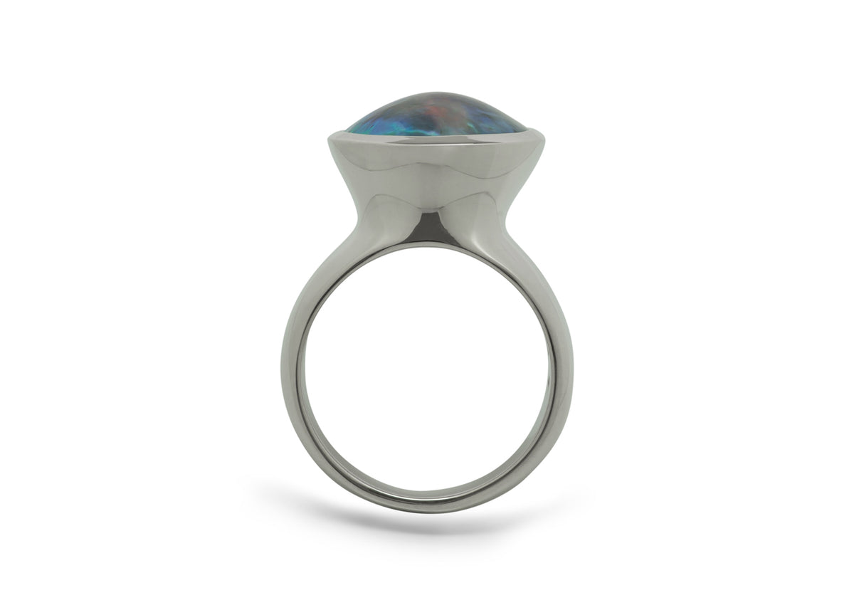 Luminescent Pāua Pearl Ring, Sterling Silver