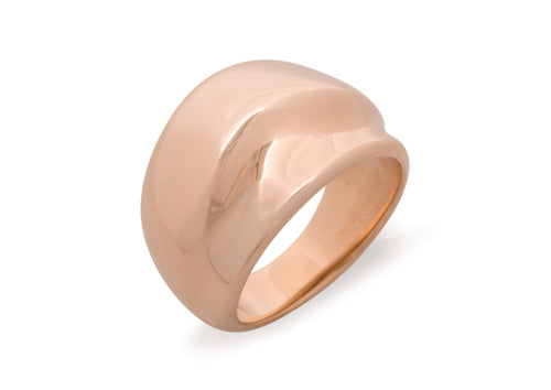 Medium Domed Wave Ring, Red Gold