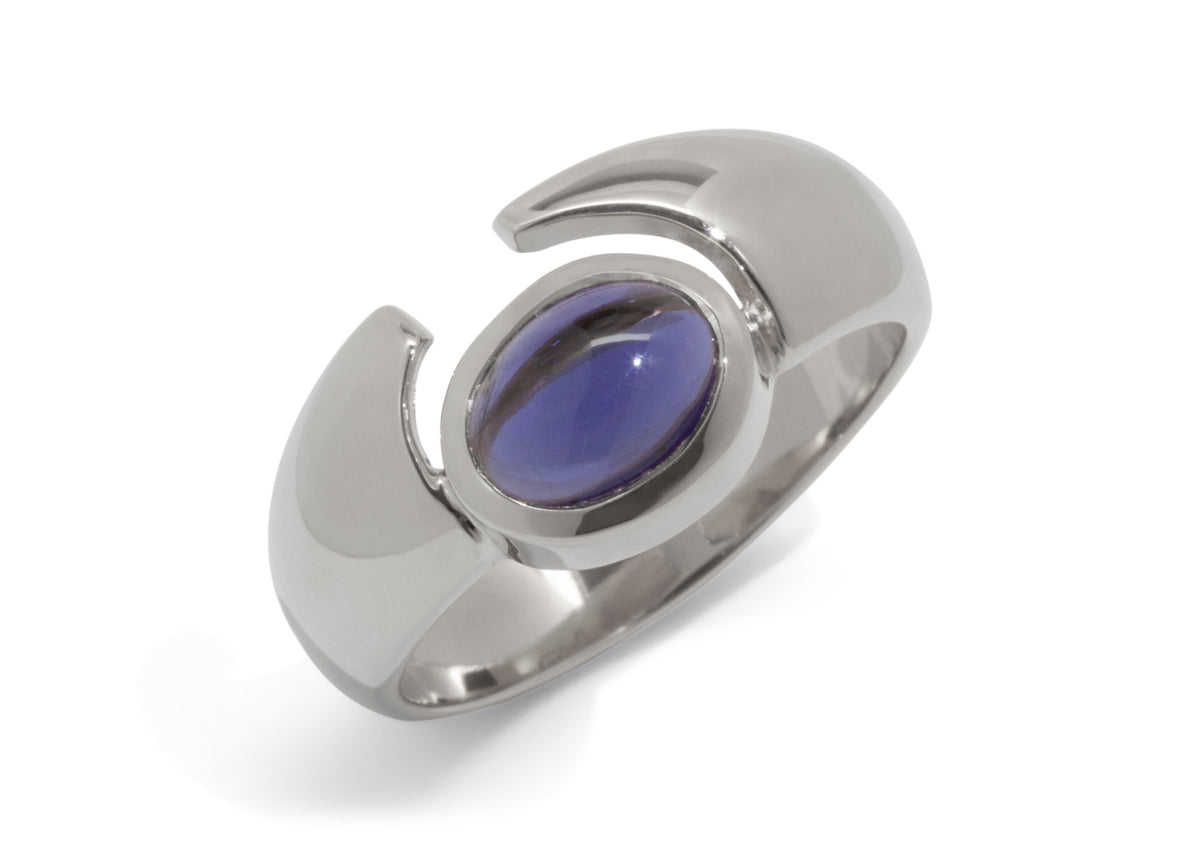 JW158 Cabochon Gemstone Ring, Sterling Silver