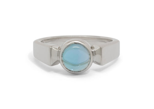 Classic Round Cabochon Gemstone Ring, Sterling Silver