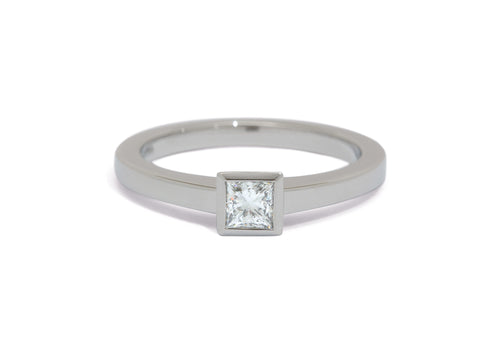 Princess Diamond Solitaire Ring, White Gold & Platinum