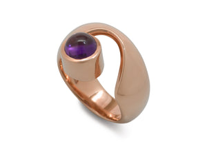 JW208 Cabochon Gemstone Ring, Red Gold