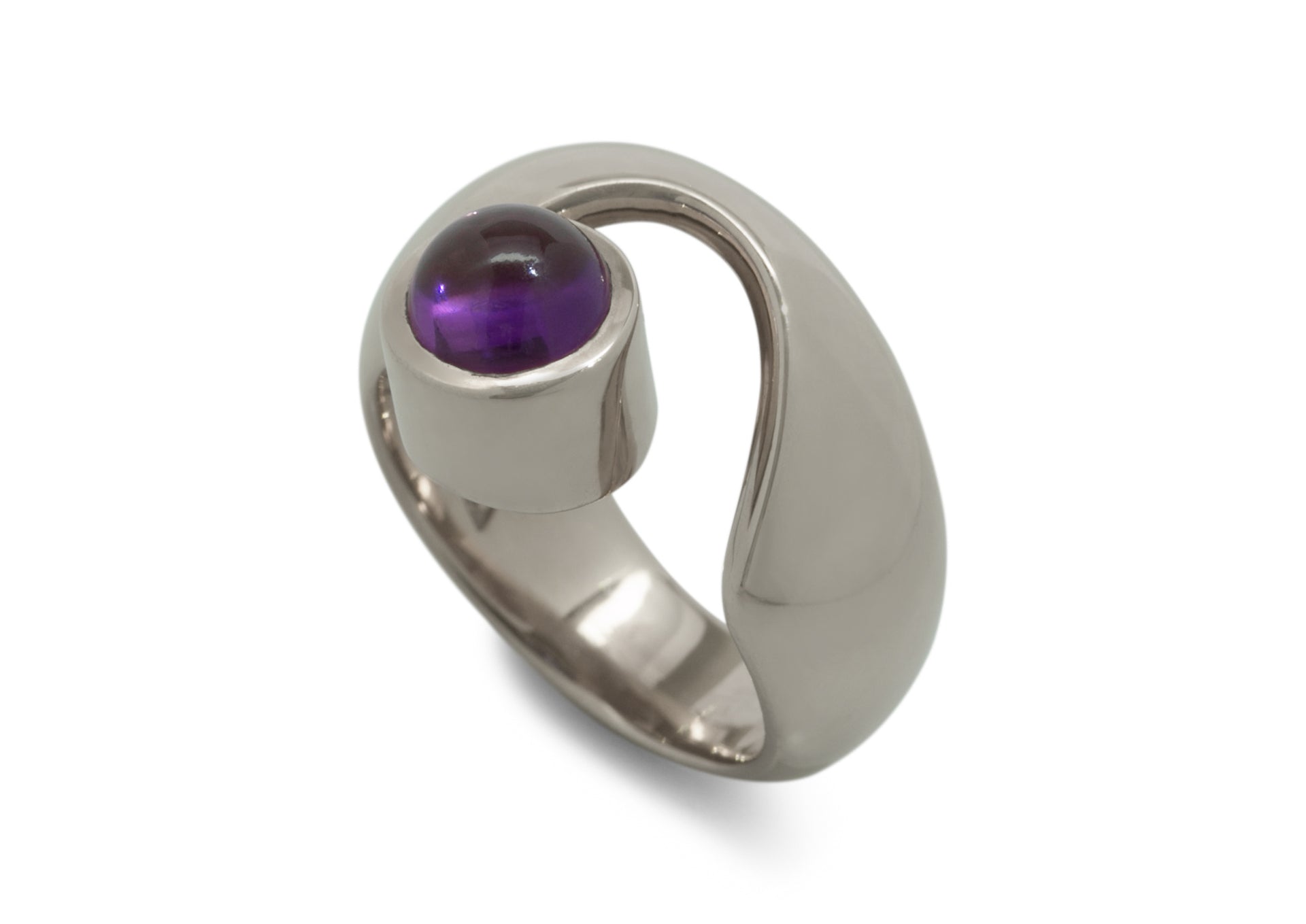 JW208 Cabochon Gemstone Ring, White Gold & Platinum