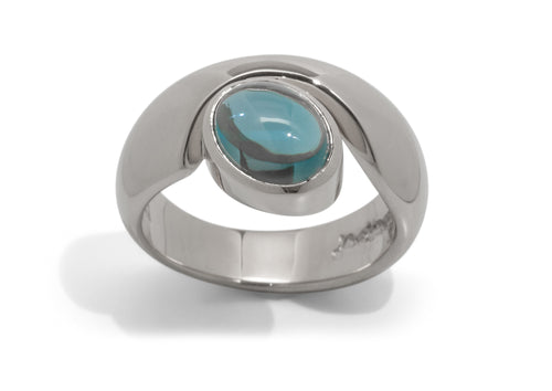 JW211 Cabochon Gemstone Ring, Sterling Silver