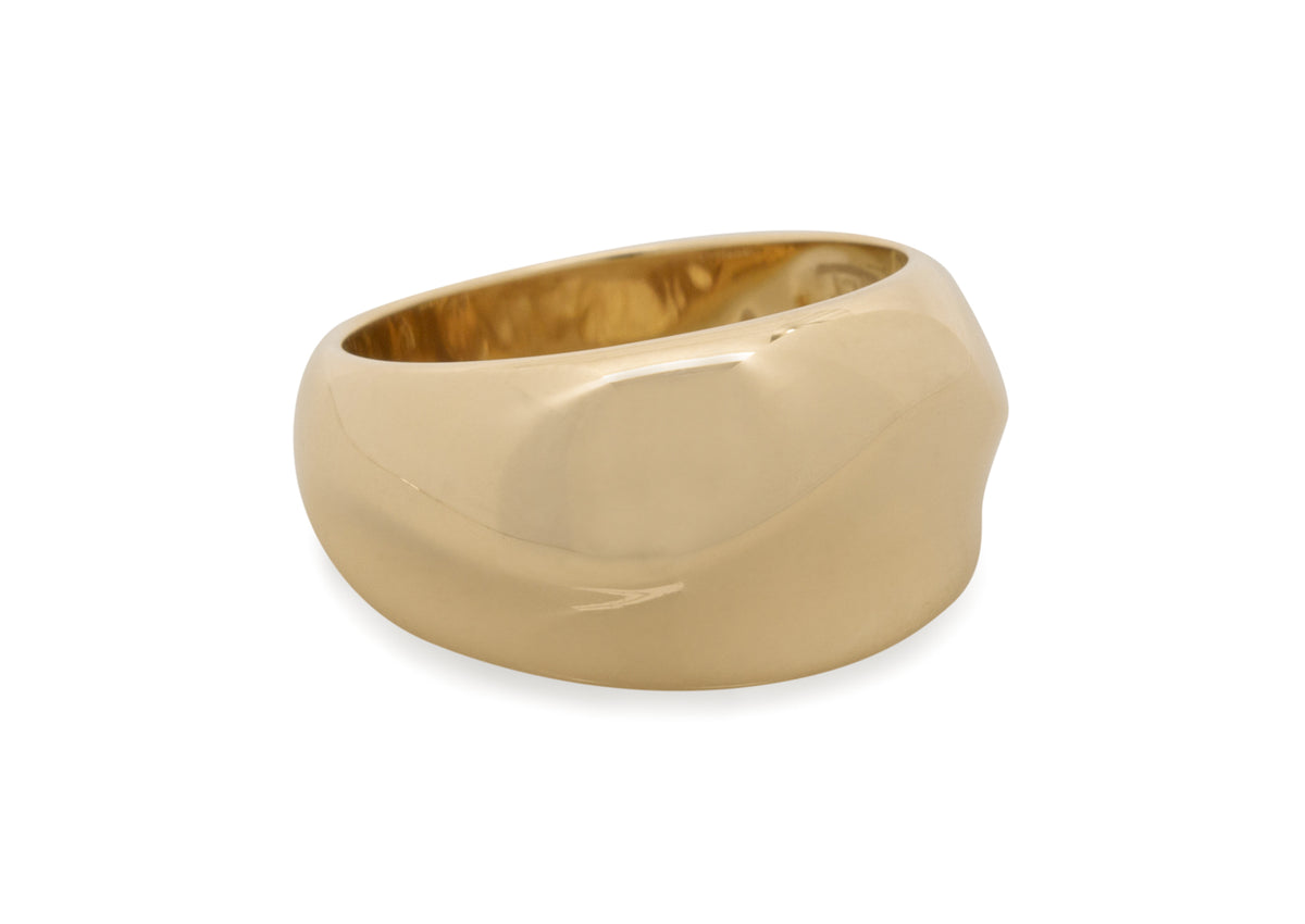 Small Domed Wave Ring, Yellow Gold