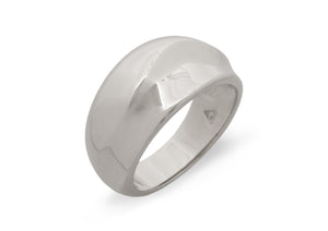 Small Domed Wave Ring, White Gold & Platinum