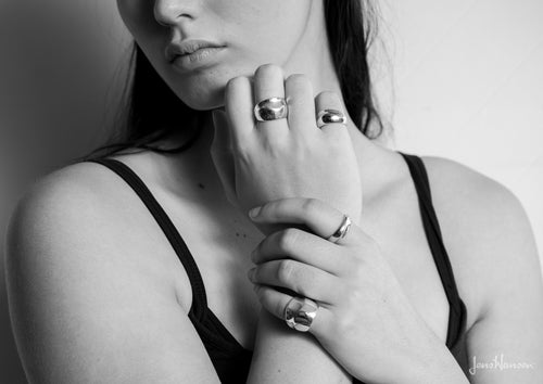 Small Domed Wave Ring, Sterling Silver