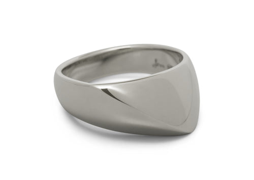Diagonal Dome Ring, White Gold & Platinum