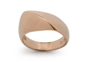 Diagonal Dome Ring, Red Gold