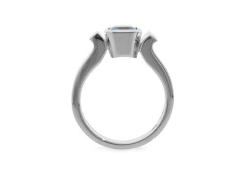 Emerald cut Gemstone Ring, Sterling Silver