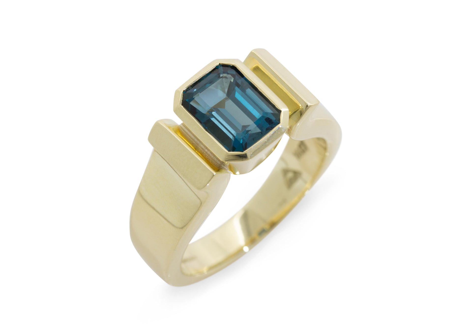 Emerald cut Gemstone Ring, Yellow Gold