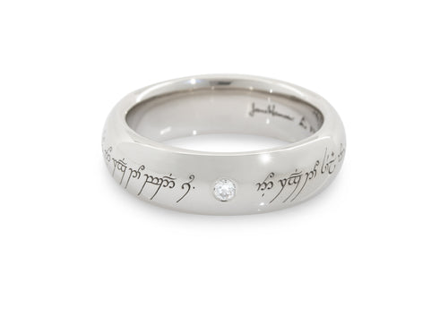 Custom Elvish Diamond Love Ring, Platinum