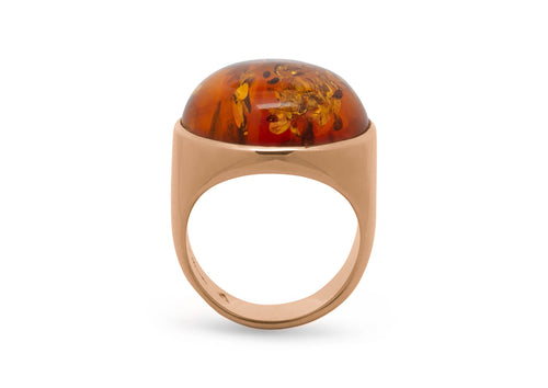 JW258 Cabochon Gemstone Ring, Red Gold