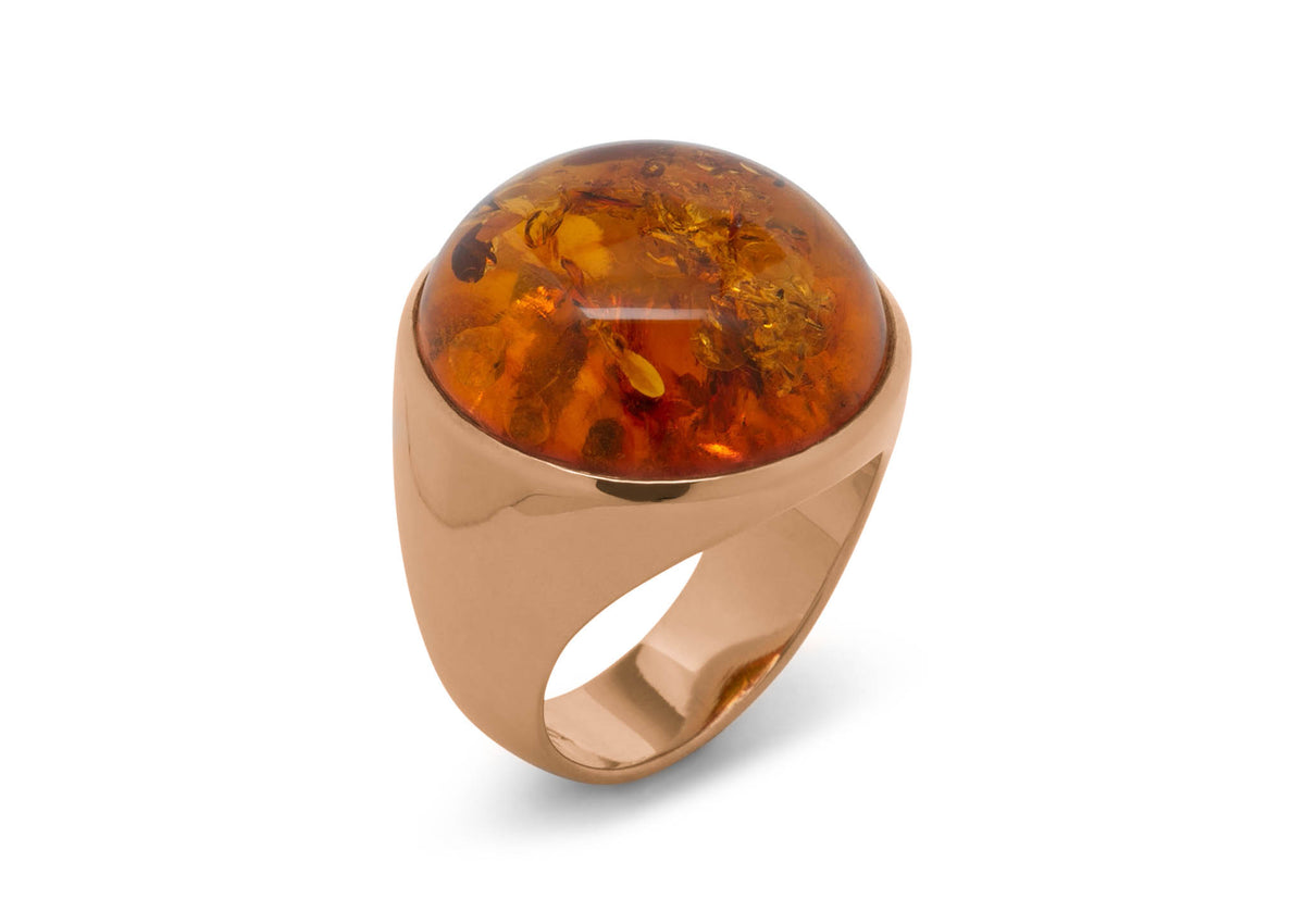 JW258 Cabochon Gemstone Ring, Red Gold