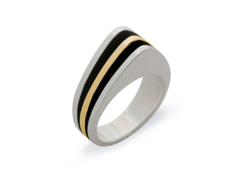 Bitone "Sydney Fin" Ring, Sterling Silver & Yellow Gold