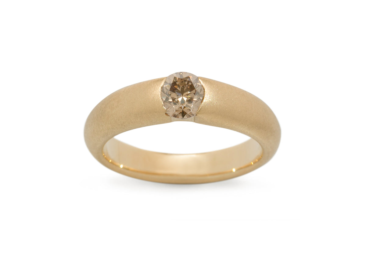 JW314 Champagne Diamond Ring, Yellow Gold