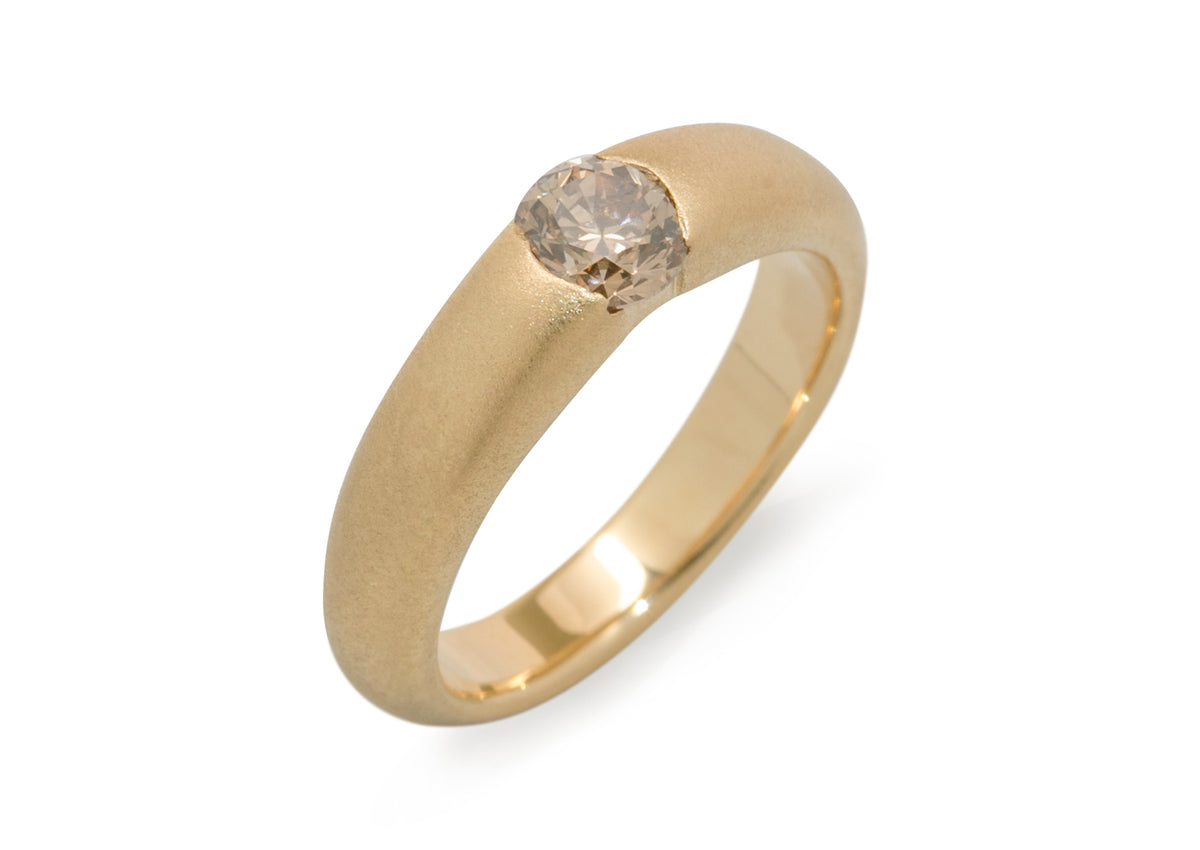 JW314 Champagne Diamond Ring, Yellow Gold