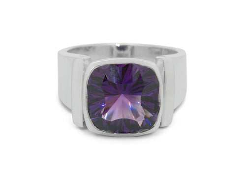 Cushion Optix Cut Gemstone Ring, Sterling Silver