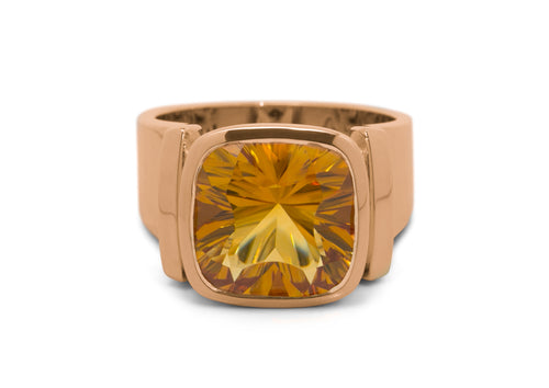 Cushion Optix Cut Gemstone Ring, Red Gold