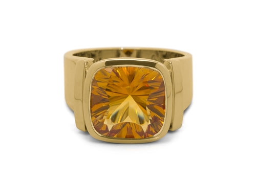 Cushion Optix Cut Gemstone Ring, Yellow Gold