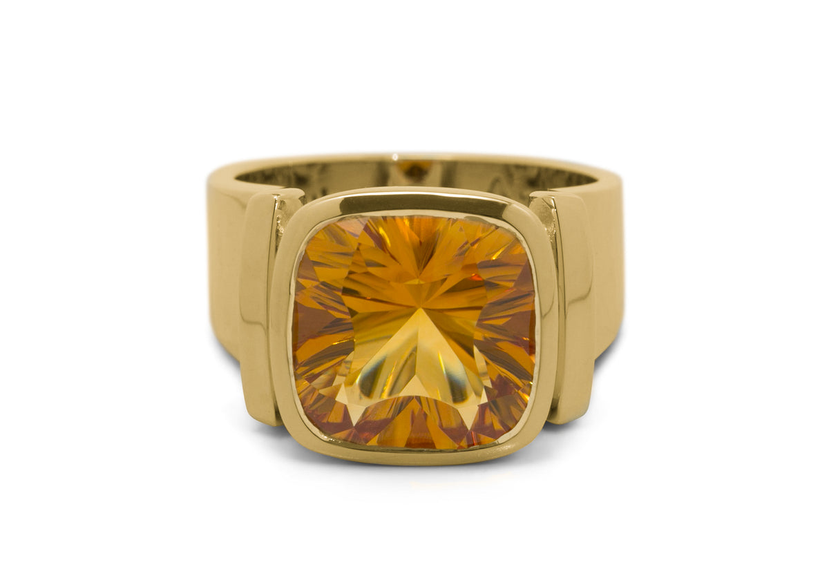 Cushion Optix Cut Gemstone Ring, Yellow Gold