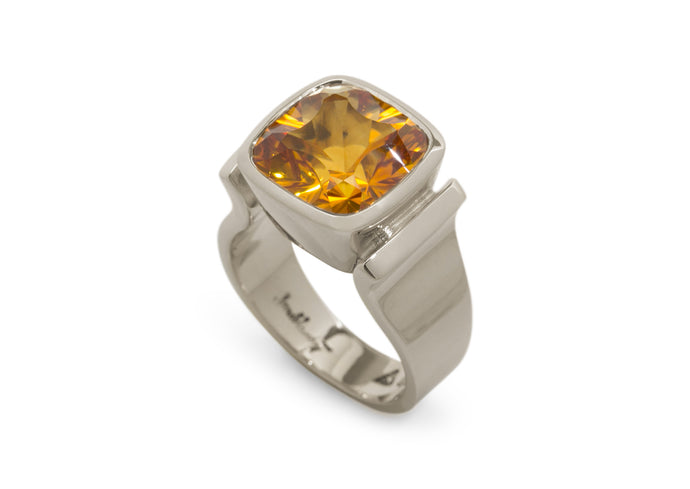 Cushion Optix Cut Gemstone Ring, White Gold & Platinum