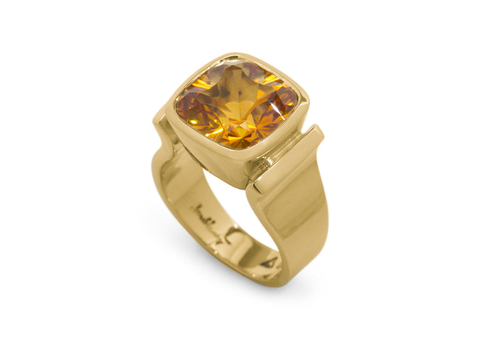 Cushion Optix Cut Gemstone Ring, Yellow Gold