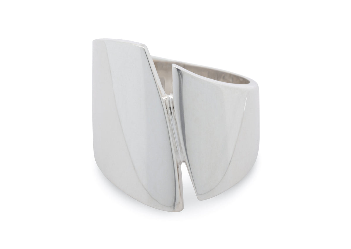 Signature Asymmetric Wide Ring, Sterling Silver