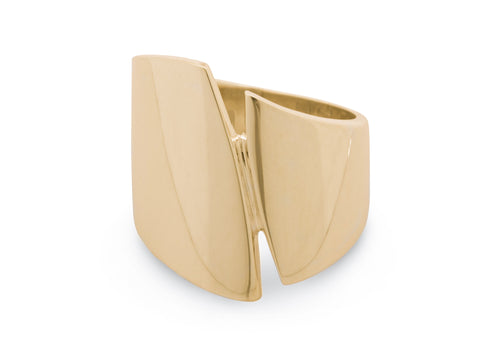 Signature Asymmetric Wide Ring, Yellow Gold