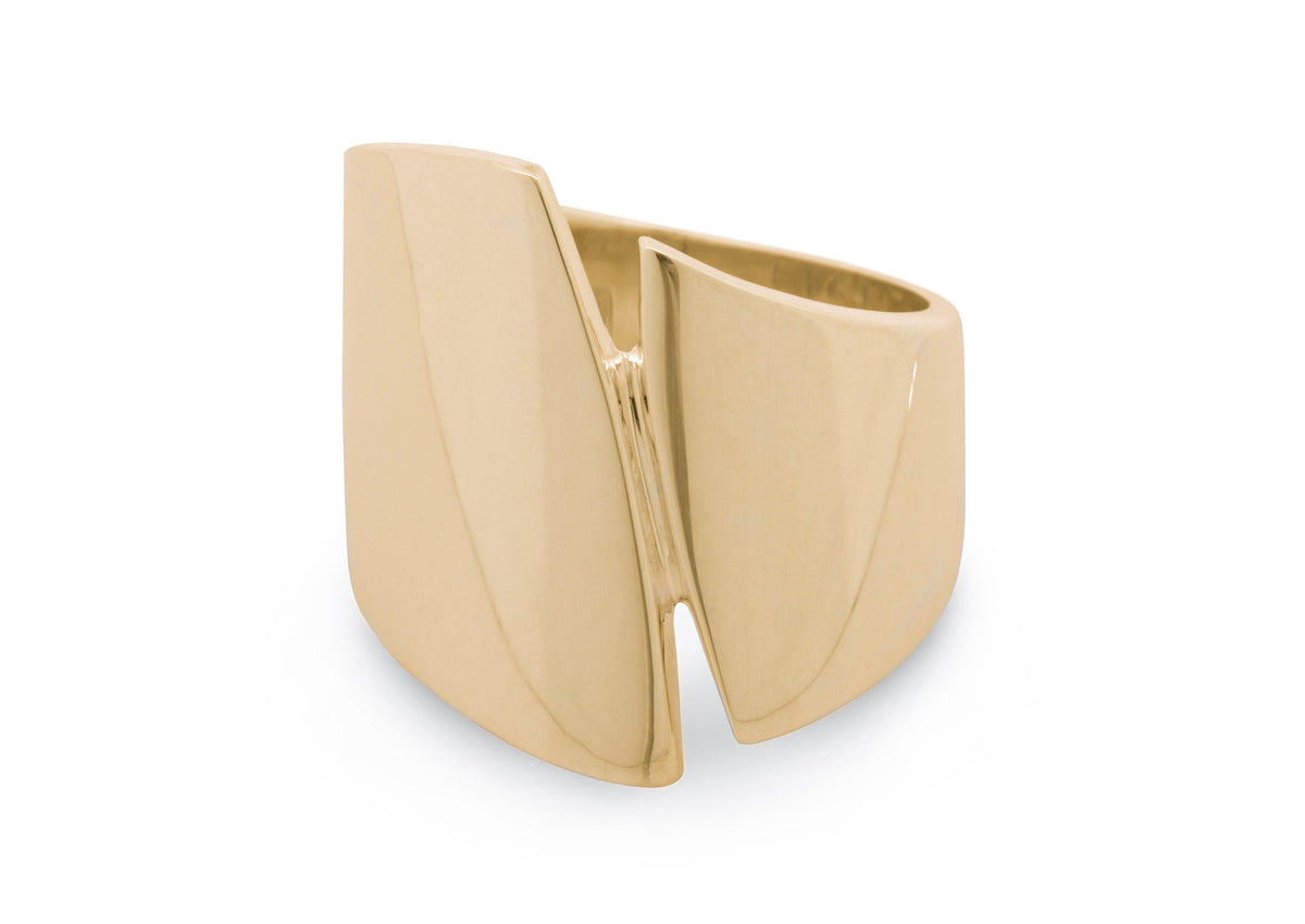 Signature Asymmetric Wide Ring, Yellow Gold