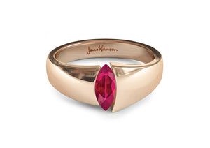 The Jens Hansen Marquise Precious Gemstone Ring, Red Gold