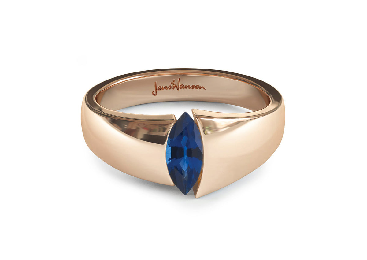 The Jens Hansen Marquise Precious Gemstone Ring, Red Gold