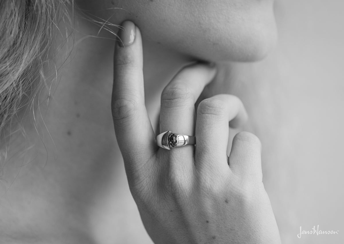 The Jens Hansen Marquise Gemstone Ring, Red Gold