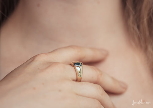 The Jens Hansen Marquise Gemstone Ring, Yellow Gold