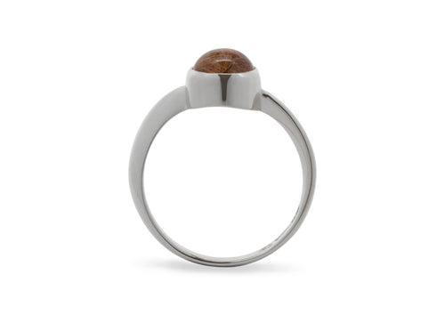 Round Cabochon Gemstone Möbius Twist Ring, Sterling Silver