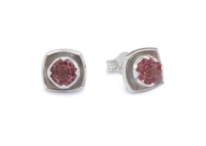 Flower Gemstone Earrings, Sterling Silver