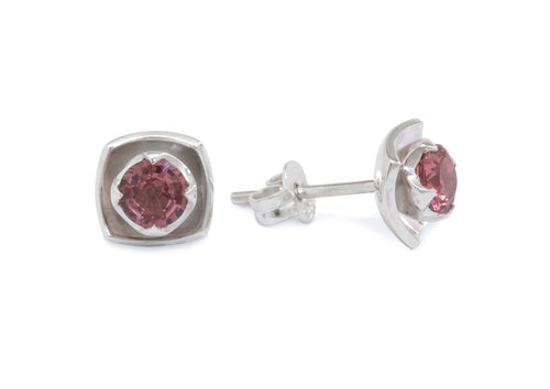 Flower Gemstone Earrings, Sterling Silver