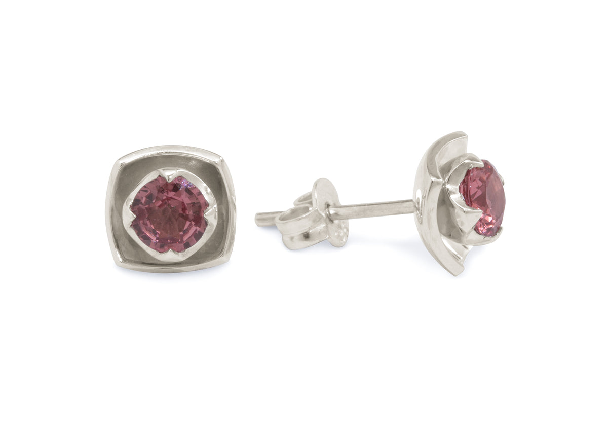 Flower Gemstone Earrings, White Gold & Platinum