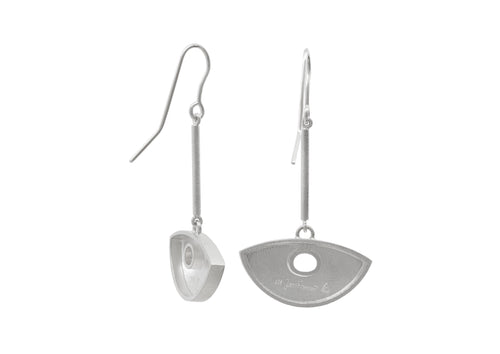 Long Hook Design Earrings, Sterling Silver