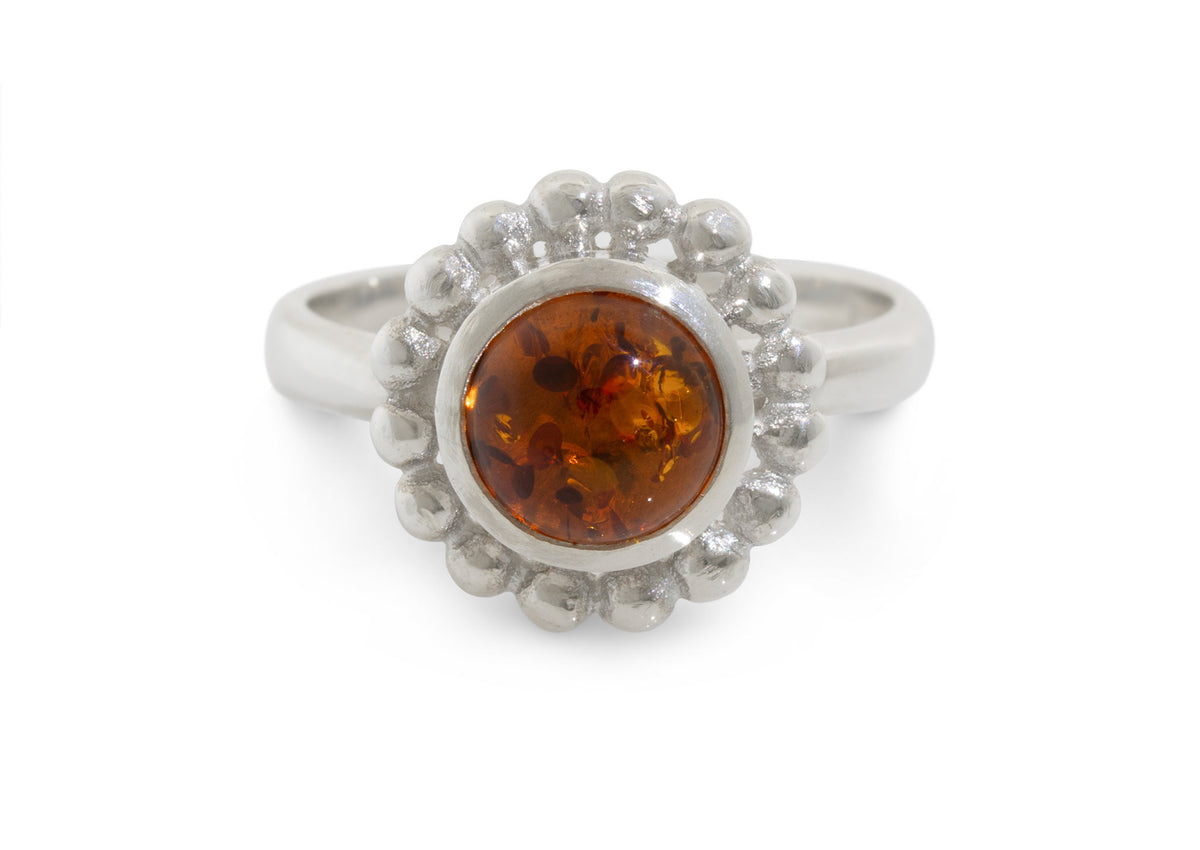 Retro Cabochon Gemstone Ring, Sterling Silver