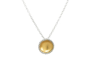 Round Gold Bond Pendant, Sterling Silver