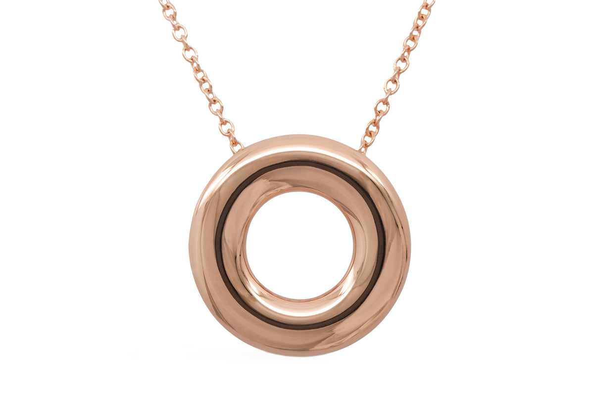 Circle Pendant with Hidden Bales, Red Gold