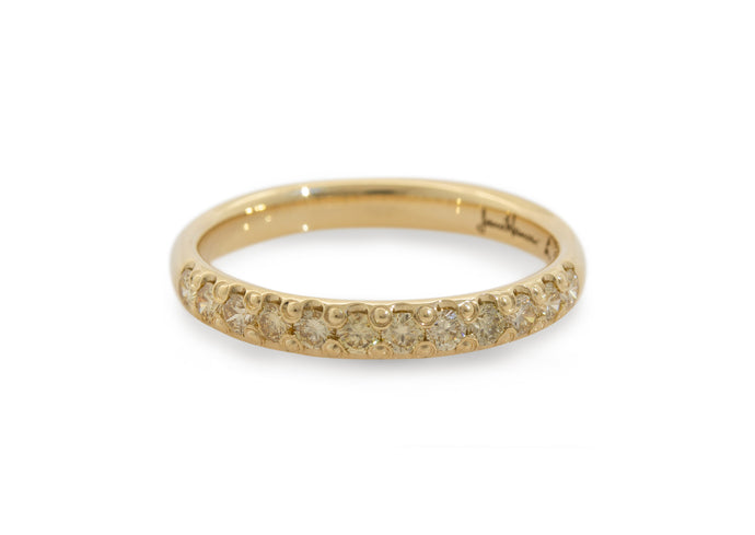 Golden Diamond Pave Band, Yellow Gold