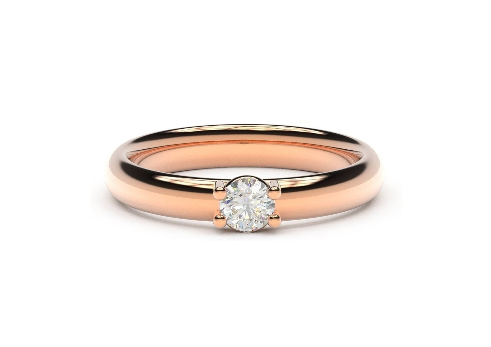 Contemporary Engagement Ring - Slim, Red Gold
