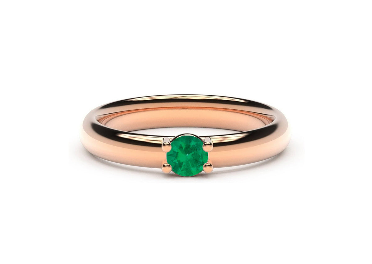 Contemporary Slim Precious Gemstone Engagement Ring, Red Gold