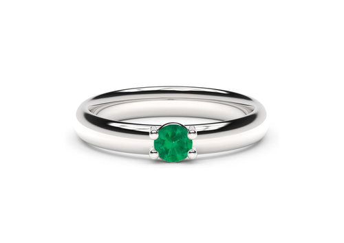 Contemporary Slim Precious Gemstone Engagement Ring, White Gold & Platinum